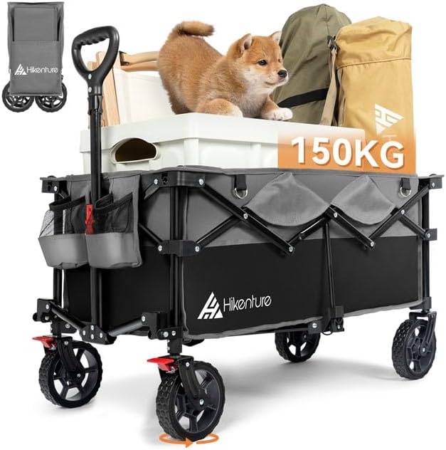 Opvouwbare Handkar 135L | 150kg | Zwart/Grijs | 360° Wielen met Rem | 34% Korting