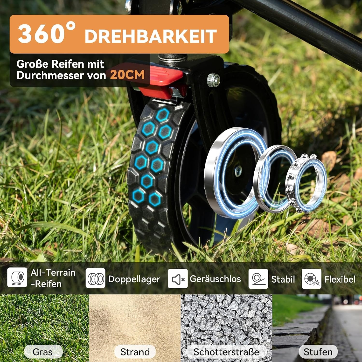 Opvouwbare Handkar 135L | 150kg | Zwart/Grijs | 360° Wielen met Rem | 34% Korting