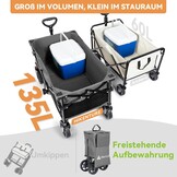 Opvouwbare Handkar 135L | 150kg | Zwart/Grijs | 360° Wielen met Rem | 34% Korting