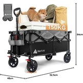 Opvouwbare Handkar 135L | 150kg | Zwart/Grijs | 360° Wielen met Rem | 34% Korting