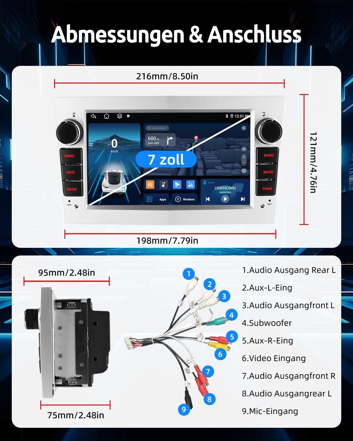 Opel Autoradio Android 15 | 7" HD IPS | 4GB/64GB | Draadloos CarPlay/Android Auto | 34% Korting