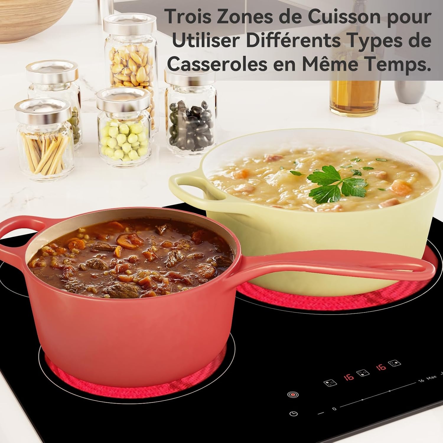 Keramische Kookplaat Rood | 3 Zones | 59 cm | Touch-bediening (54% korting)