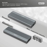 DIGITUS M.2 SATA SSD Behuizing - USB 3.1 Gen2 Type-C - Aluminium - Grijs