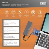 DIGITUS M.2 SATA SSD Behuizing - USB 3.1 Gen2 Type-C - Aluminium - Grijs