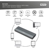 DIGITUS M.2 SATA SSD Behuizing - USB 3.1 Gen2 Type-C - Aluminium - Grijs