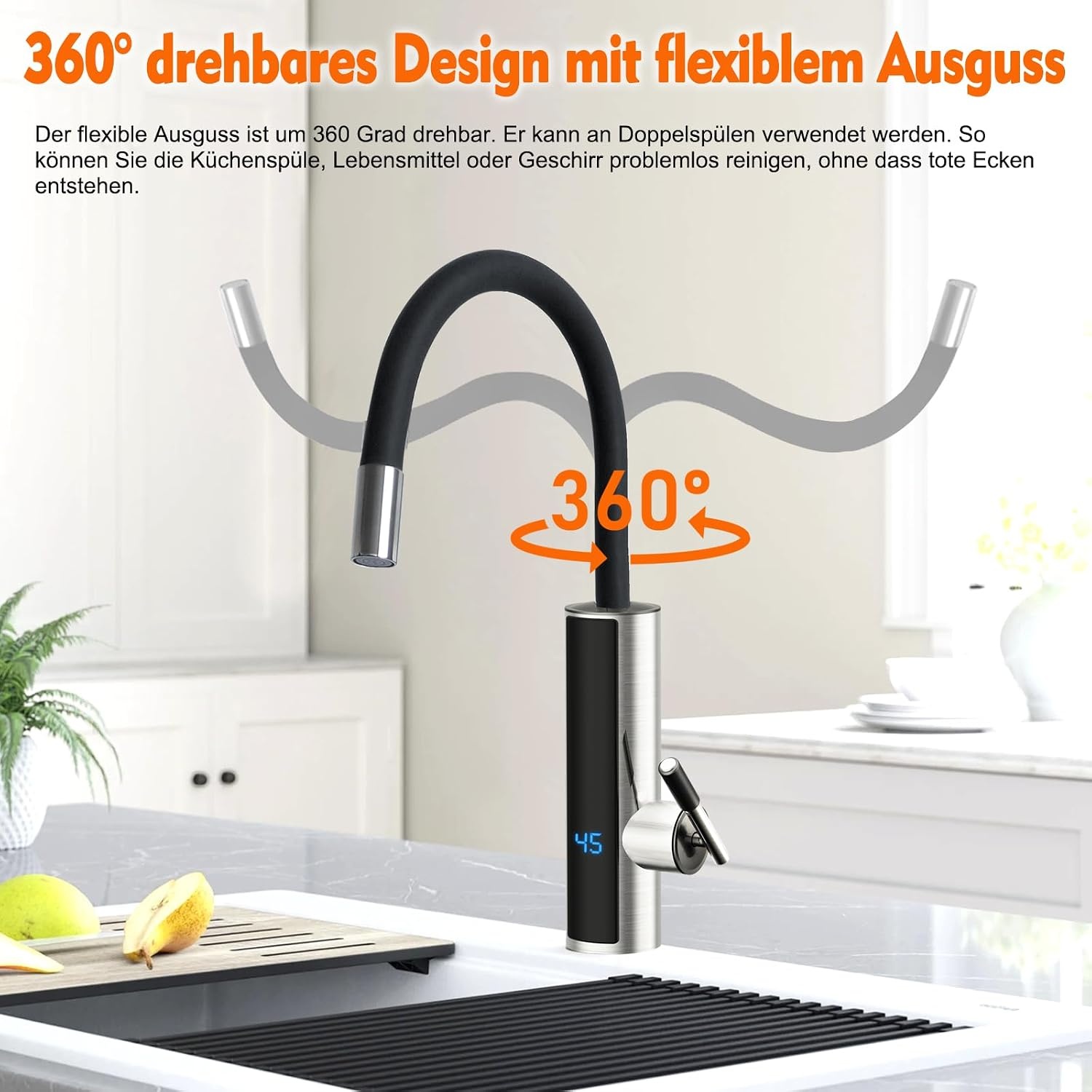 Elektrische Doorstroomboiler Kraan RVS 3000W | Direct Warm Water