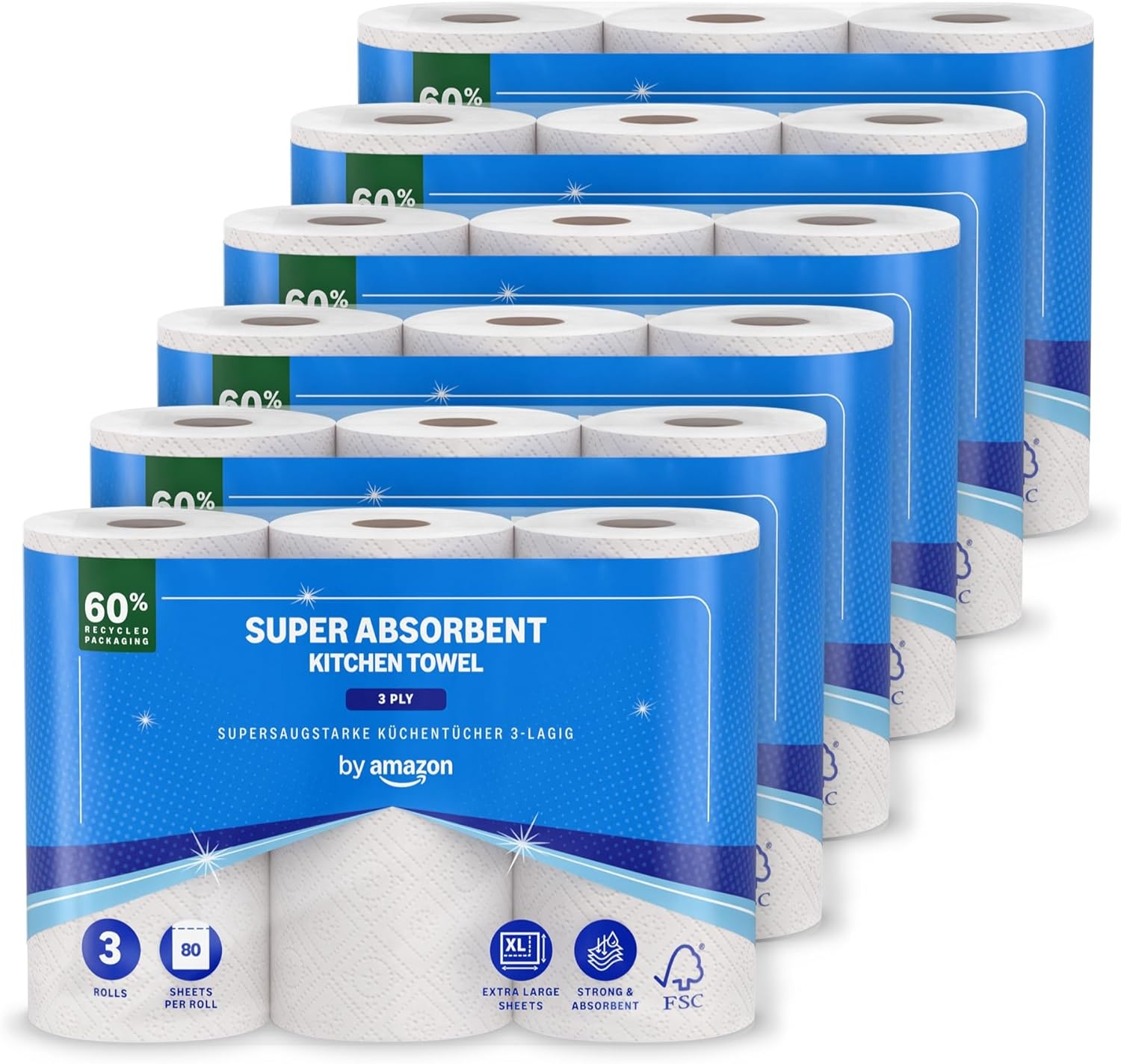 Absorberend Huishoudpapier 3-laags | 18 Rollen | 32% Korting