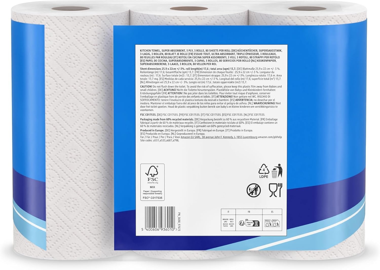 Absorberend Huishoudpapier 3-laags | 18 Rollen | 32% Korting