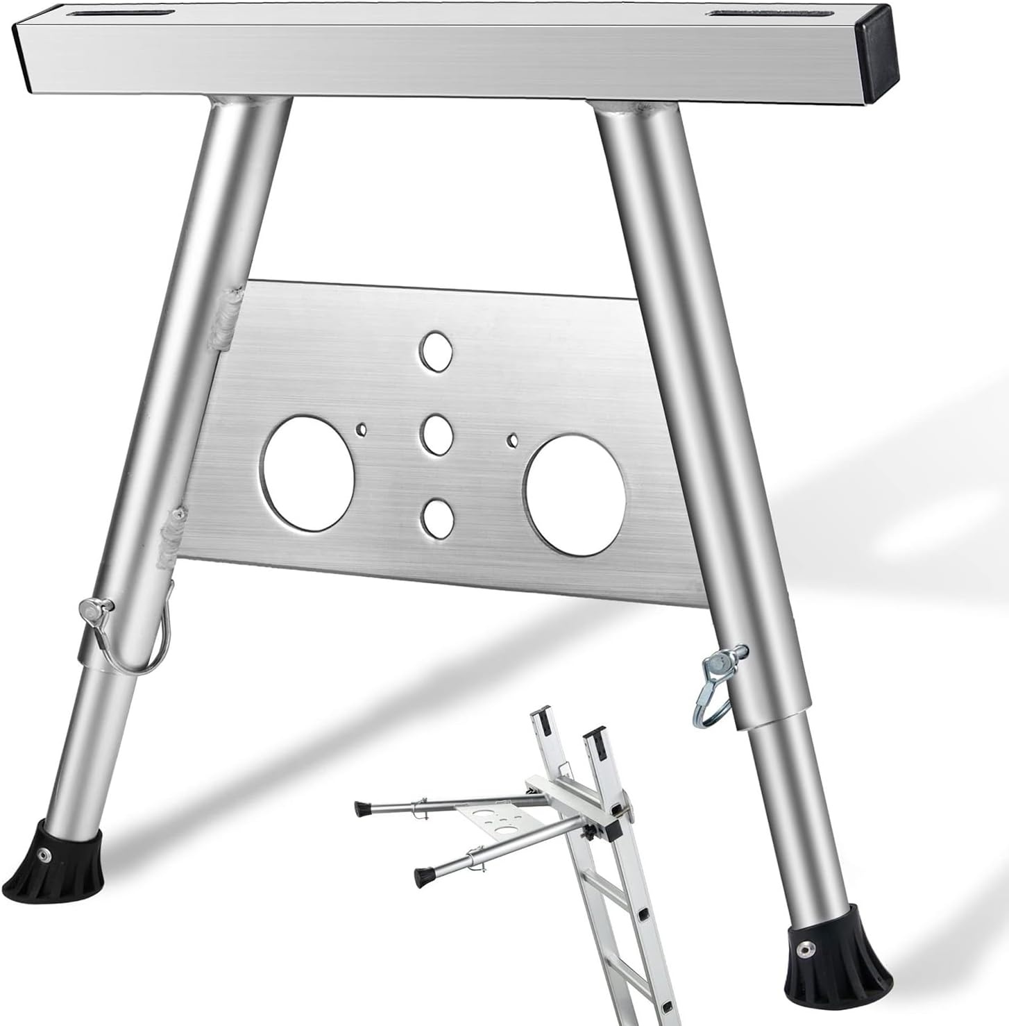 HEYOUTH Trapstabilisator, dakstabilisator, wandafstandhouder van aluminium, verstelbare lengte 56-74 cm. De trapstabilisator is bestand tegen een gewicht van 385 pond