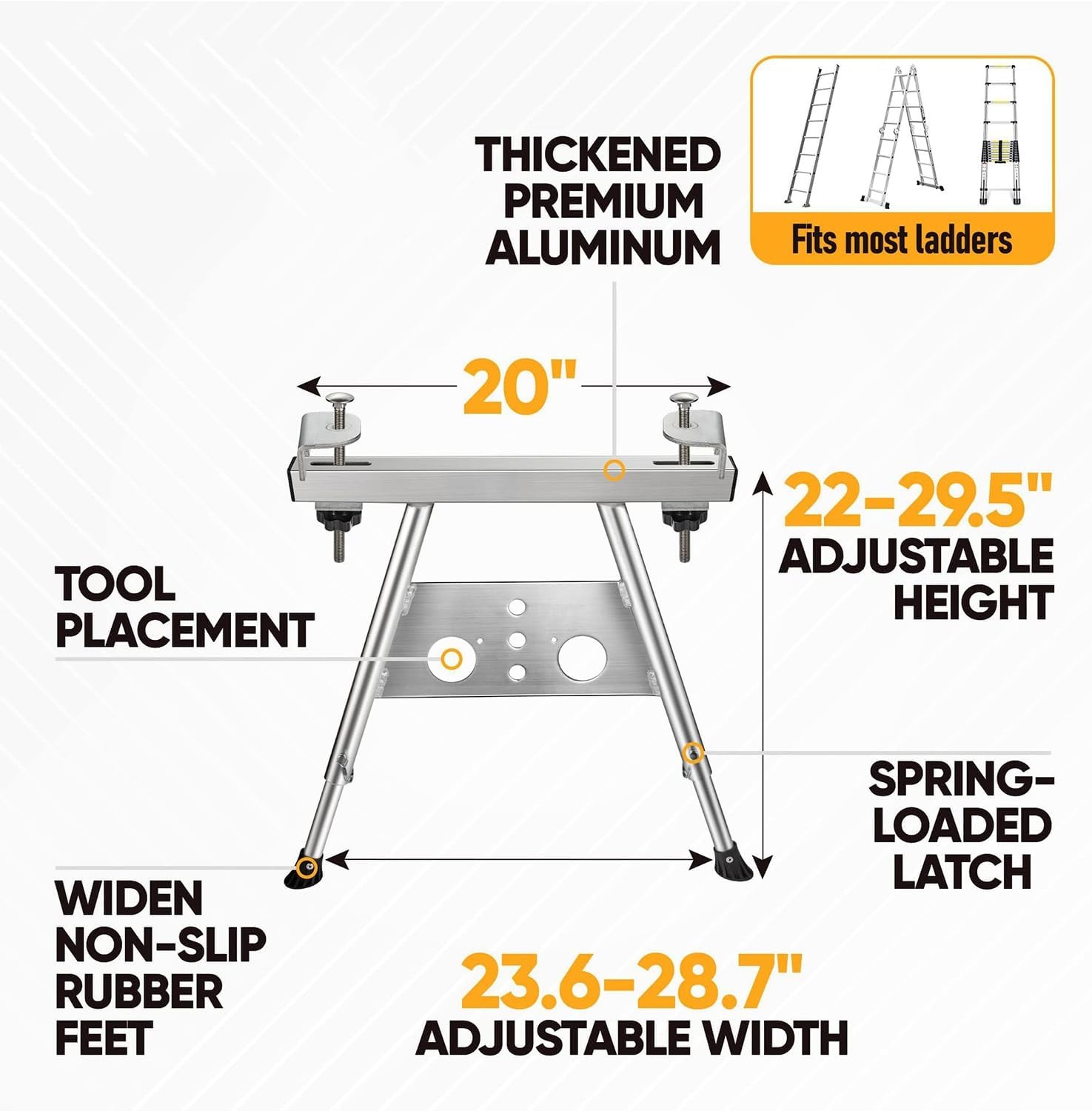 HEYOUTH Trapstabilisator, dakstabilisator, wandafstandhouder van aluminium, verstelbare lengte 56-74 cm. De trapstabilisator is bestand tegen een gewicht van 385 pond