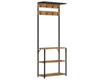 Kapstok met Schoenopslag Mangohout & IJzer - 68x30x182 cm - 35% Korting