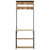 Kapstok met Schoenopslag Mangohout & IJzer - 68x30x182 cm - 35% Korting
