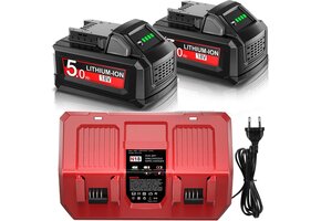 2x 18V 5.0Ah Accu + Oplader voor M18 | 53% Korting