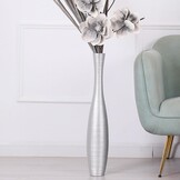 Zilverkleurige Bodemvaas 65cm - Handgemaakt Polyresin (60% Korting!)