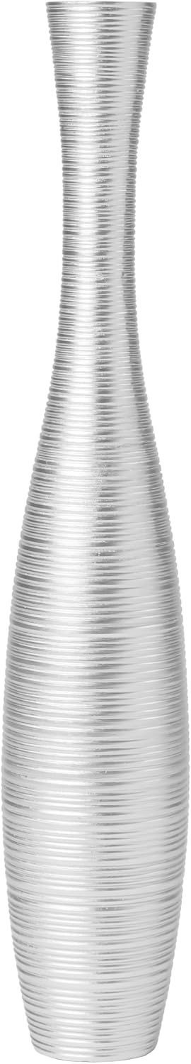 Zilverkleurige Bodemvaas 65cm - Handgemaakt Polyresin (60% Korting!)