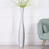 Zilverkleurige Bodemvaas 65cm - Handgemaakt Polyresin (60% Korting!)