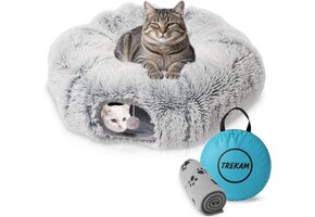 Kattentunnel & Kattenbed 2-in-1 | 150 cm Grijs (41% Korting)