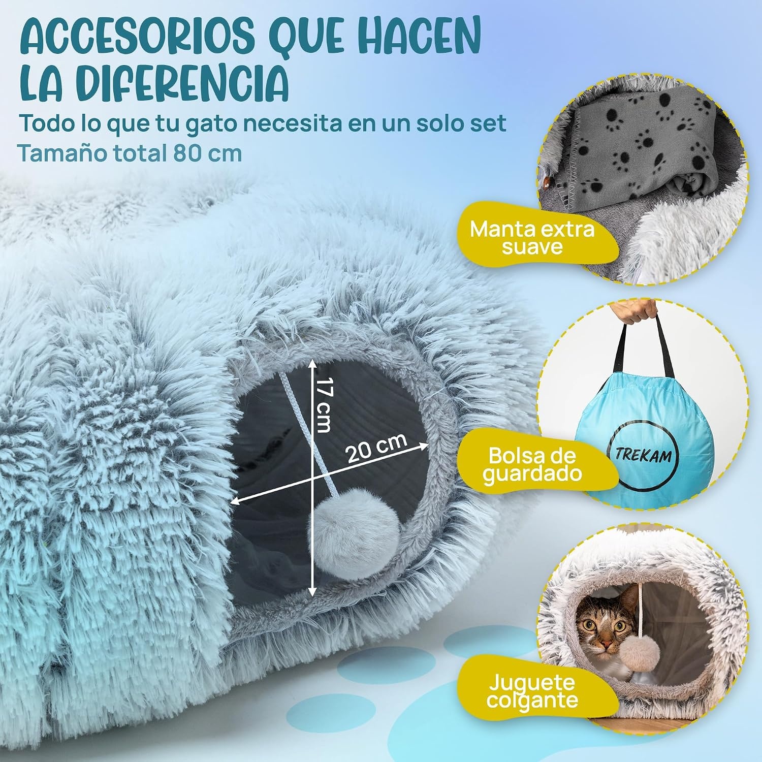 Kattentunnel & Kattenbed 2-in-1 | 150 cm Grijs | Inklapbaar | 28% Korting