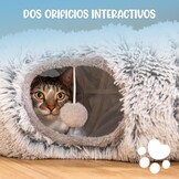 Kattentunnel & Kattenbed 2-in-1 | 150 cm Grijs | Inklapbaar | 28% Korting