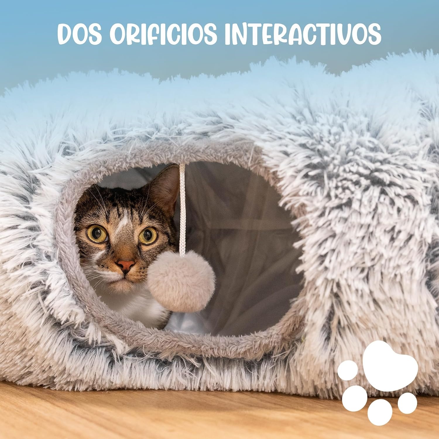 Kattentunnel & Kattenbed 2-in-1 | 150 cm Grijs | Inklapbaar | 28% Korting