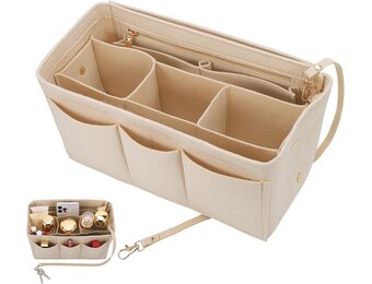 Handtas Organiser Tas in Tas Vilt Beige Maat M - 27% Korting