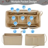 Beige Handtas Organiser Maat M - 12 Vakken - 53% Korting
