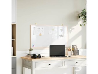 Magnetisch Whiteboard met Grenenhouten Frame - 100x55 cm - 64% Korting