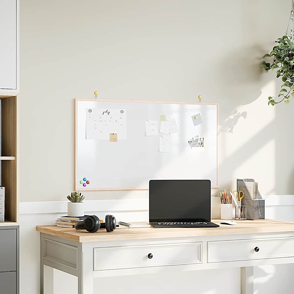 Magnetisch Whiteboard met Grenenhouten Frame - 100x55 cm - 64% Korting