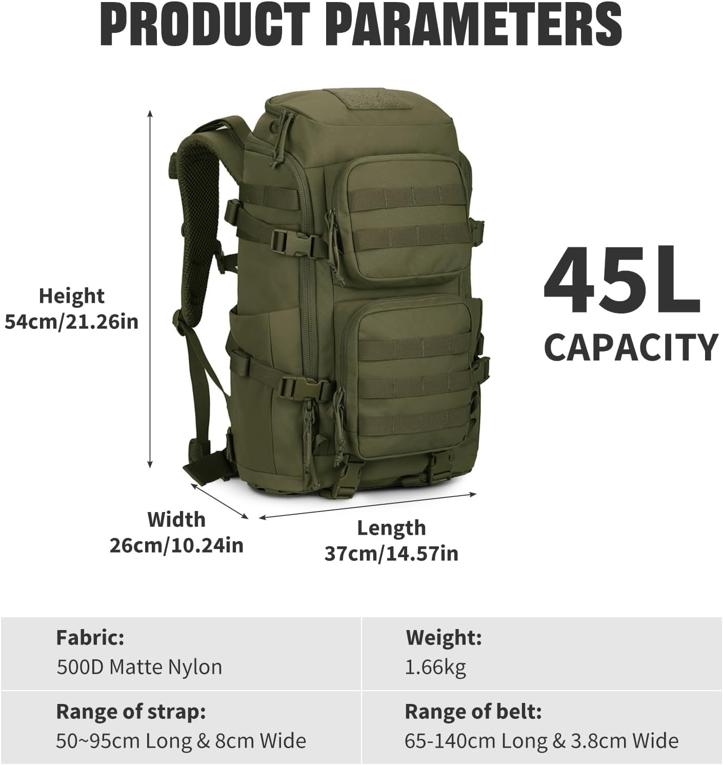 45L Tactische Rugzak Mannen | Molle | Laptopvak | Waterafstotend | 54% Korting