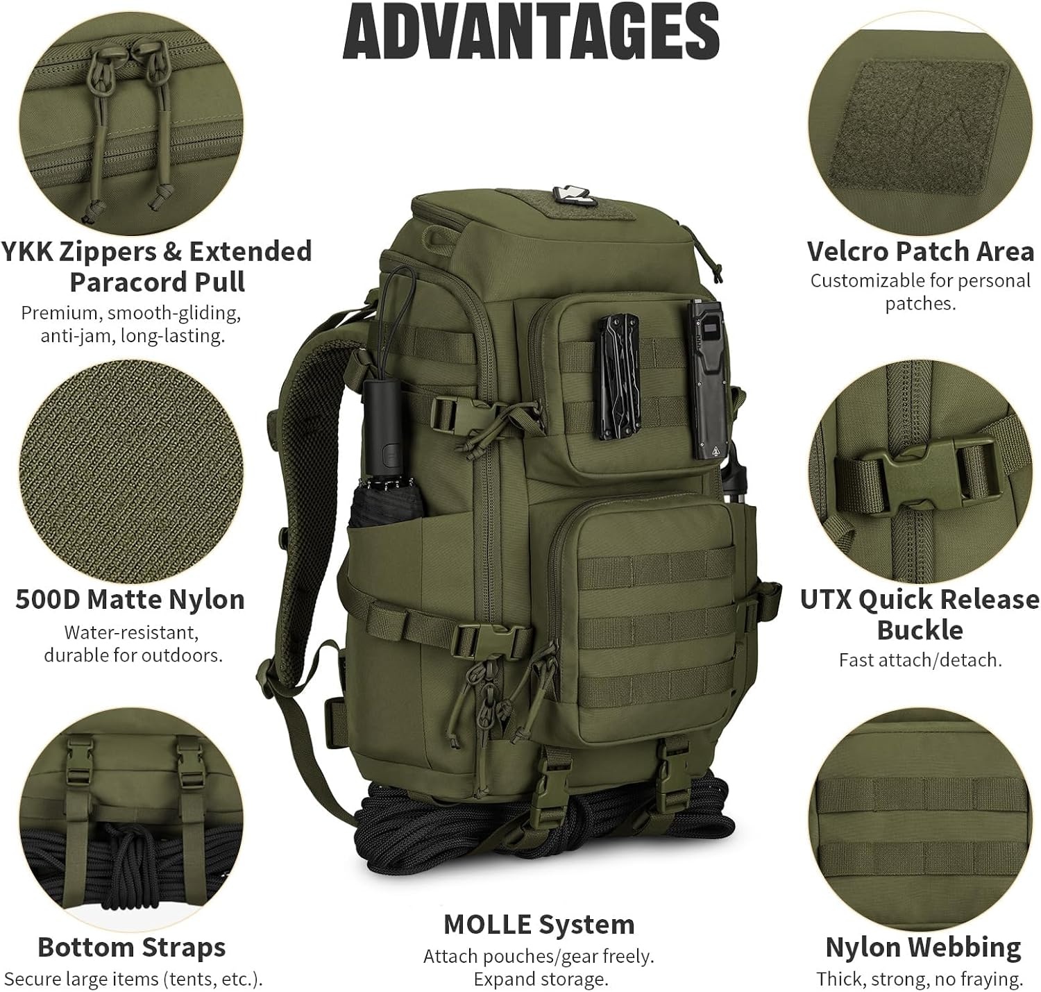 45L Tactische Rugzak Mannen | Molle | Laptopvak | Waterafstotend | 54% Korting