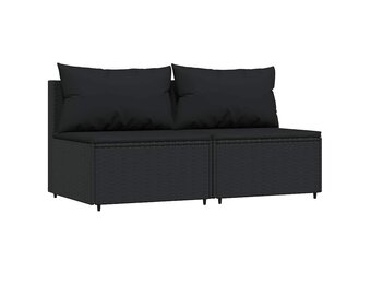 2x Polywood Middenbank met Kussens - Zwart - 35% Korting