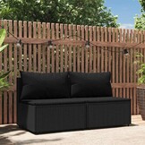 2x Polywood Middenbank met Kussens - Zwart - 35% Korting