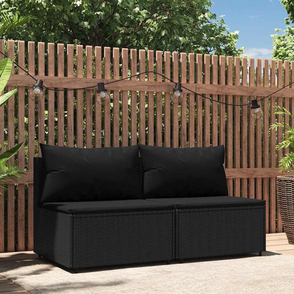 2x Polywood Middenbank met Kussens - Zwart - 35% Korting