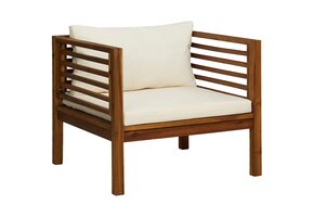 Acaciahouten Tuinstoel met Crèmewitte Kussens | 47% Korting