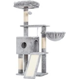 Kattenkrabpaal 108 cm Grijs | Slaaphuisje & Ligmand | Speelplezier voor Katten | 29% Korting