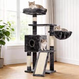 Kattenkrabpaal 108 cm Grijs | Slaaphuisje & Ligmand | Speelplezier voor Katten | 29% Korting