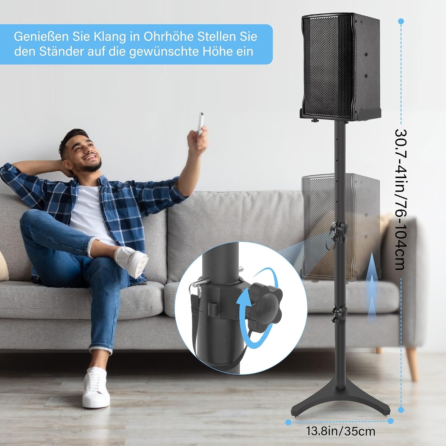 Verstelbare Luidsprekerstandaards (2x) Zwart - 78-104cm - Max. 5kg
