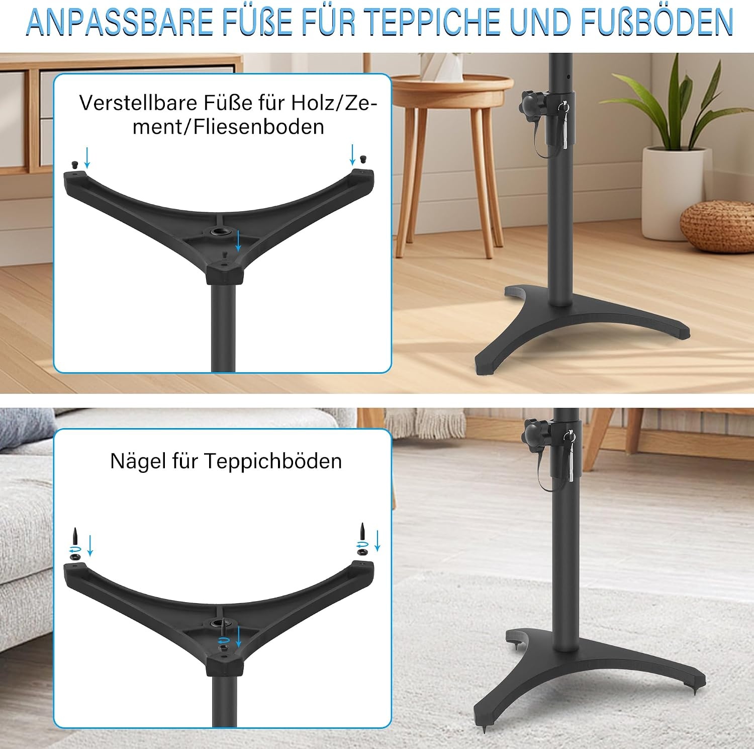 Verstelbare Luidsprekerstandaards (2x) Zwart - 78-104cm - Max. 5kg