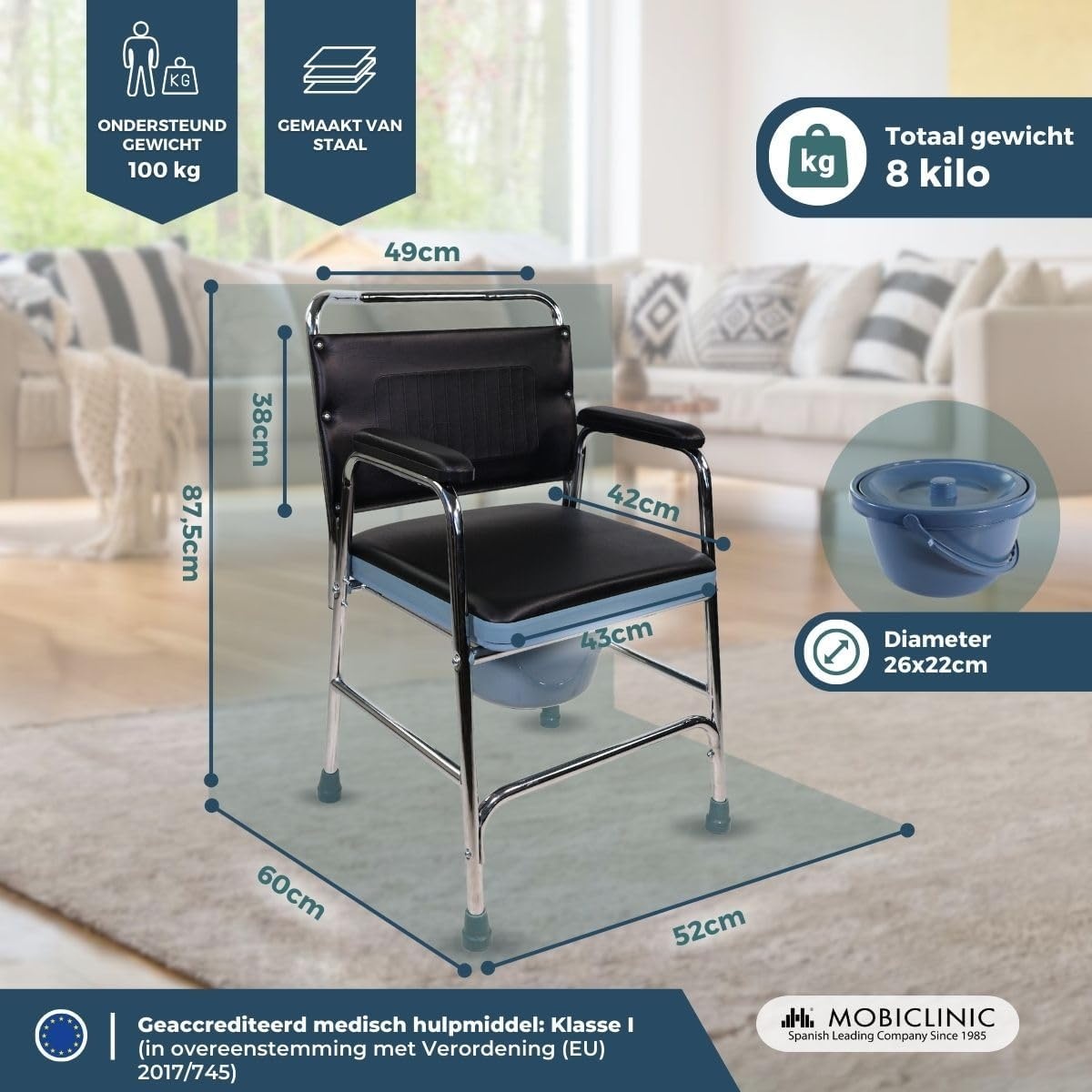 Comfortabele Toiletstoel met Deksel - Zwart/Zilver - 34% Korting!