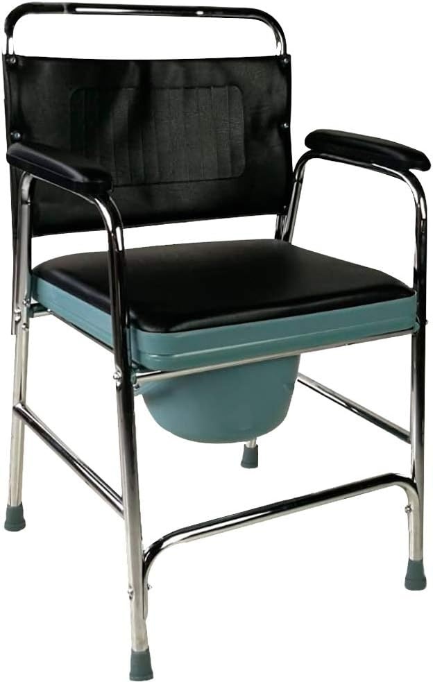 Comfortabele Toiletstoel met Deksel - Zwart/Zilver - 34% Korting!