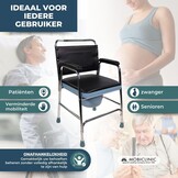 Comfortabele Toiletstoel met Deksel - Zwart/Zilver - 34% Korting!