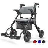 Rollator & Transportrolstoel 2-in-1 - Obsidian Zwart - 35% Korting