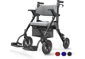 Rollator & Transportrolstoel 2-in-1 - Obsidian Zwart - 35% Korting