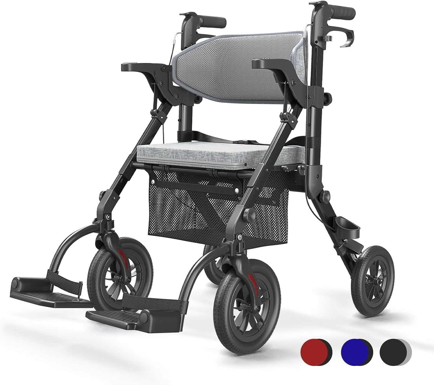 Rollator & Transportrolstoel 2-in-1 - Obsidian Zwart - 35% Korting