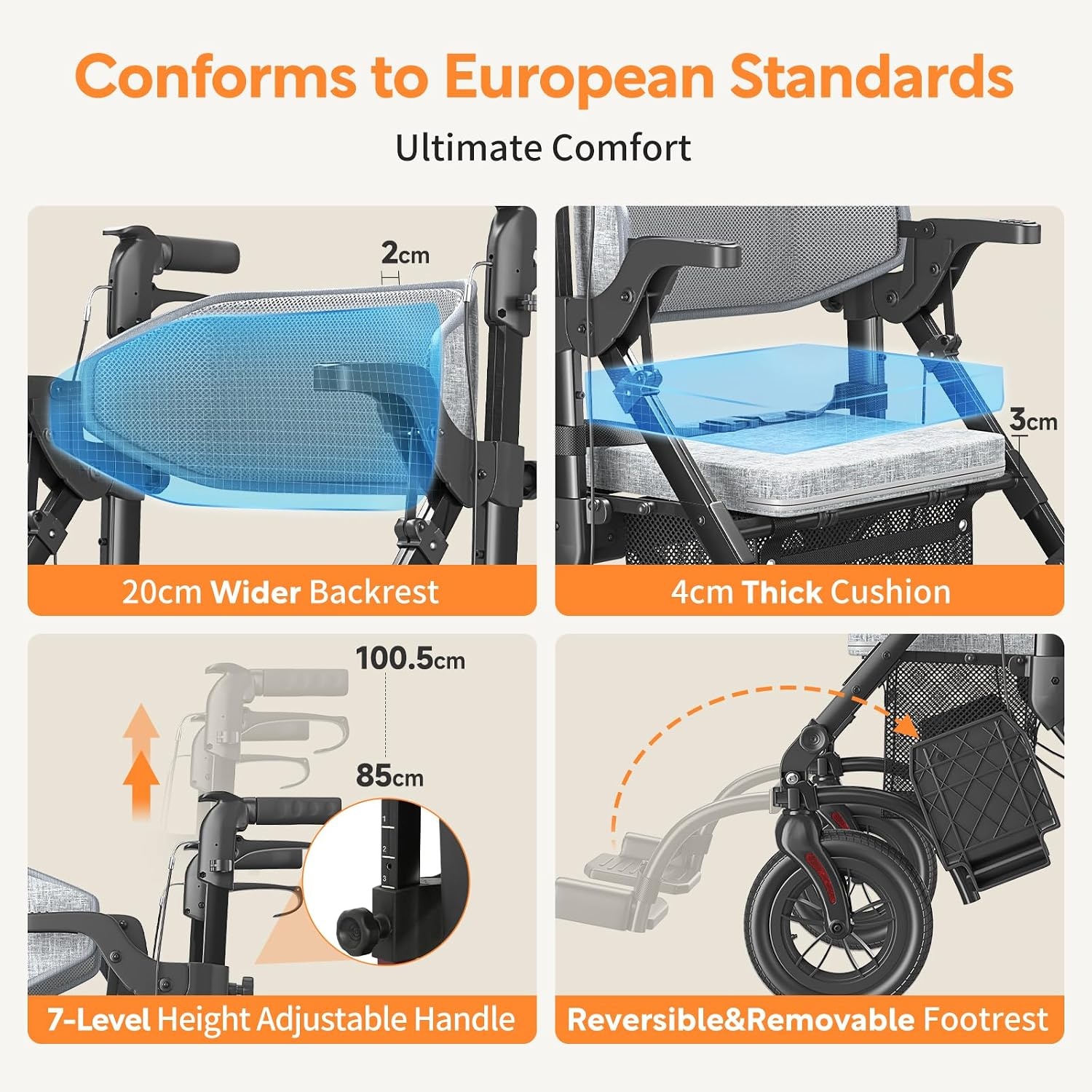 Rollator & Transportrolstoel 2-in-1 - Obsidian Zwart - 35% Korting