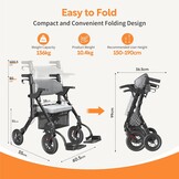 Rollator & Transportrolstoel 2-in-1 - Obsidian Zwart - 35% Korting