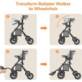 Rollator & Transportrolstoel 2-in-1 - Obsidian Zwart - 35% Korting