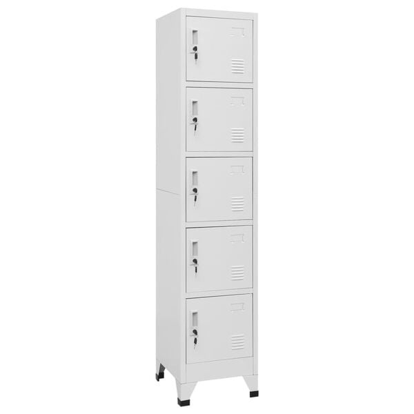 Lockerkast Staal Lichtgrijs - 38x40x180 cm - 5 Vakken - 54% Korting