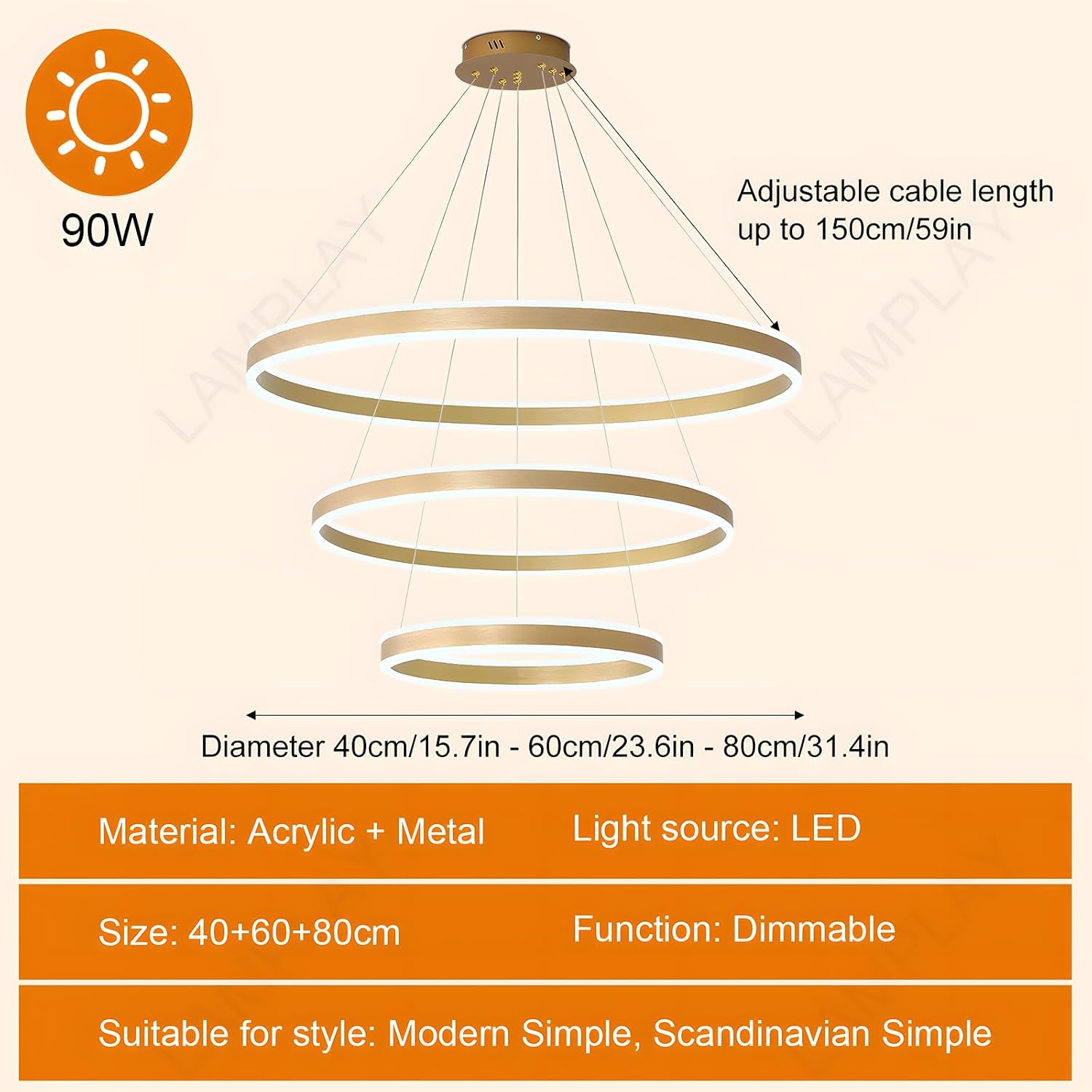Ronde LED Hanglamp Kroonluchter Goud - 61% Korting