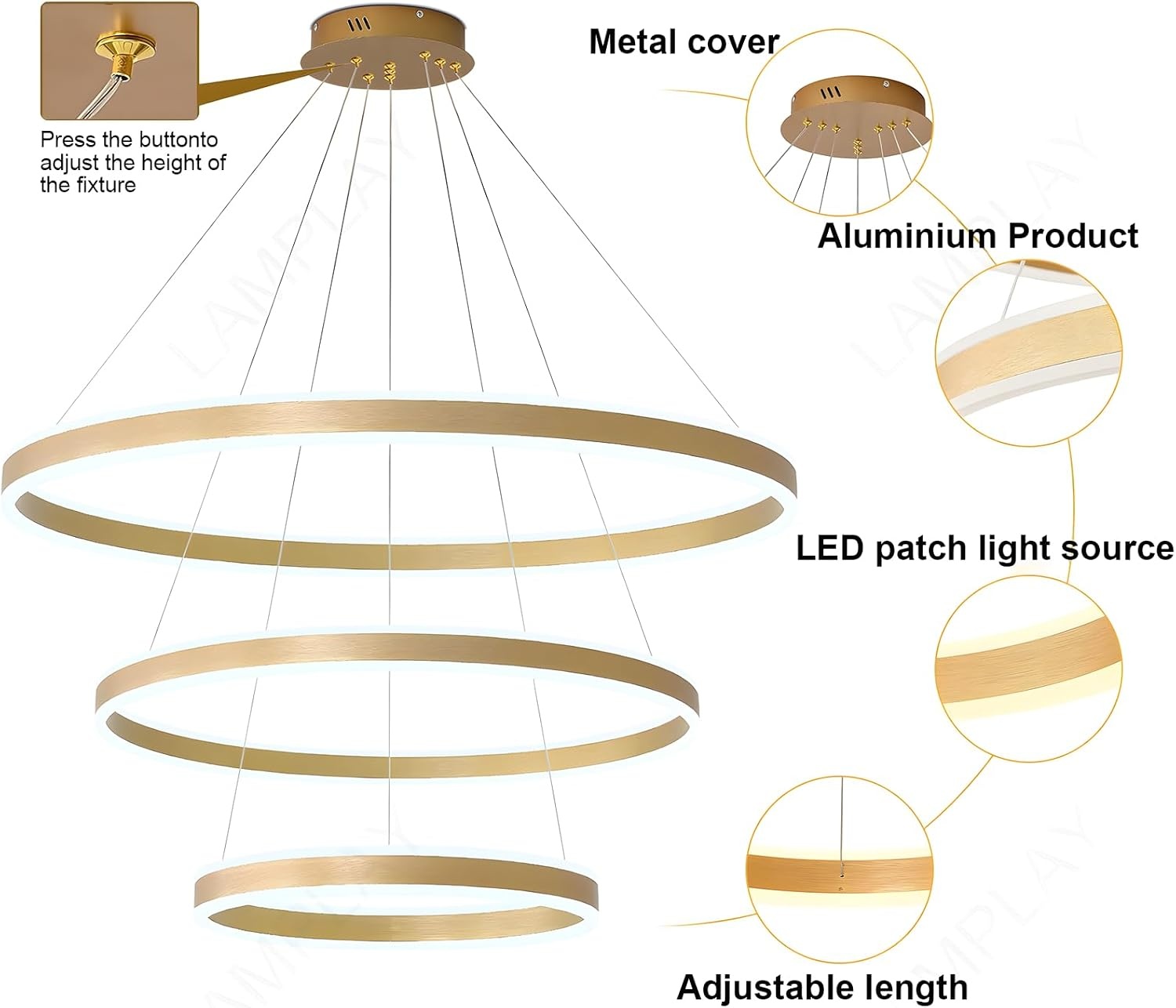 Ronde LED Hanglamp Kroonluchter Goud - 61% Korting